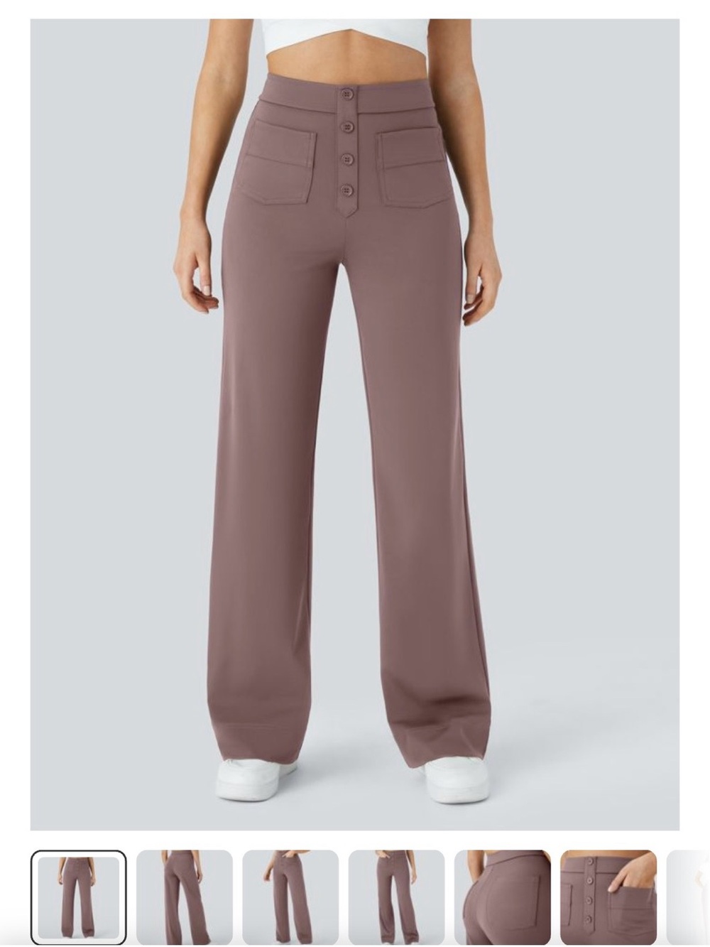 HALARA Day Stretch High-Waisted Wide-Leg Pants - Mauve Brown